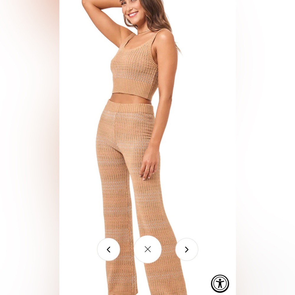 L*Space Tan Knit Wide Leg Pants & Top Set